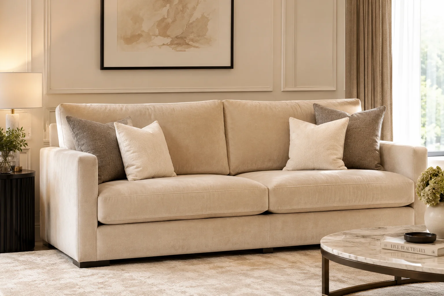 Clean sofa after professional cleaning